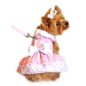 Polka Dot and Lace Dog Dress Set with Leash