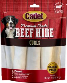 Cadet Premium Grade Beef Hide Chew Curls (size: 1 lb)