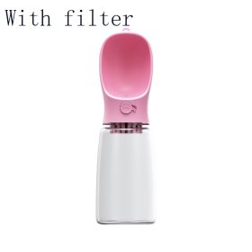 Pet Water Cup Outdoor Portable Water Bottle (Style: 550ML, Color: Pink With filter)