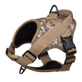 Dog Harness; large dog training tactical chest strap; K9 pet chest strap; vest type reflective dog rope; explosion-proof impulse traction (Specification (L * W): S, colour: Red camouflage)