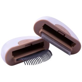 Pet Life 'LYNX' 2-in-1 Travel Connecting Grooming Pet Comb and Deshedder (Color: brown, size: small)