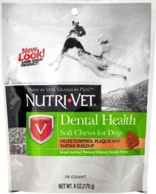 Nutri-Vet Dental Health Soft Chews for Dogs Helps Control Plaque and Tartar Buildup (size: 6 oz)