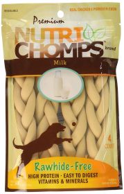 Pork Chomps Premium Nutri Chomps Milk Flavor Braid Dog Chews Small (size: 4 count)