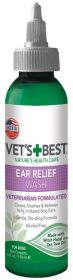 Vets Best Ear Relief Wash Natural Formula Alcohol-Free for Dogs (size: 4 oz)