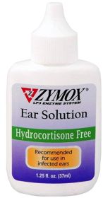 Zymox Enzymatic Ear Solution Hydrocortisone Free for Dogs and Cats (size: 1.25 oz)